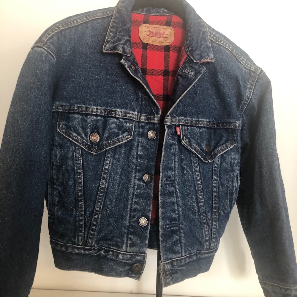 Little Boys Levis Denim Jacket Plaid Lining M